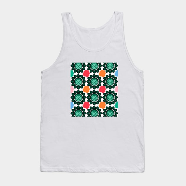 Multicolor Green Leaf Pattern Tank Top by MaxixArt